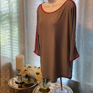 Blue, white and Red Blouse